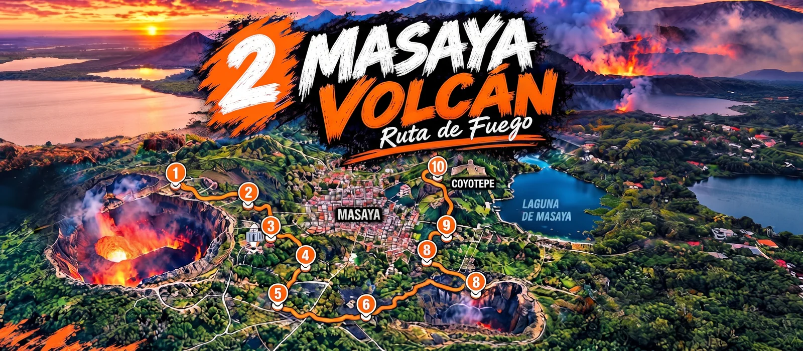 Mapa de la ruta Masaya Volcán