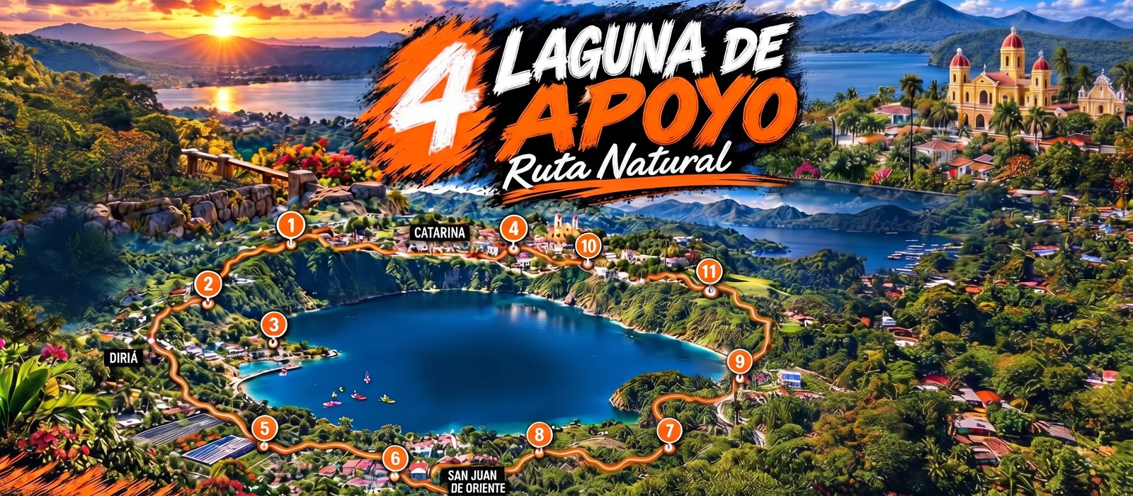 Mapa de la ruta Laguna de Apoyo