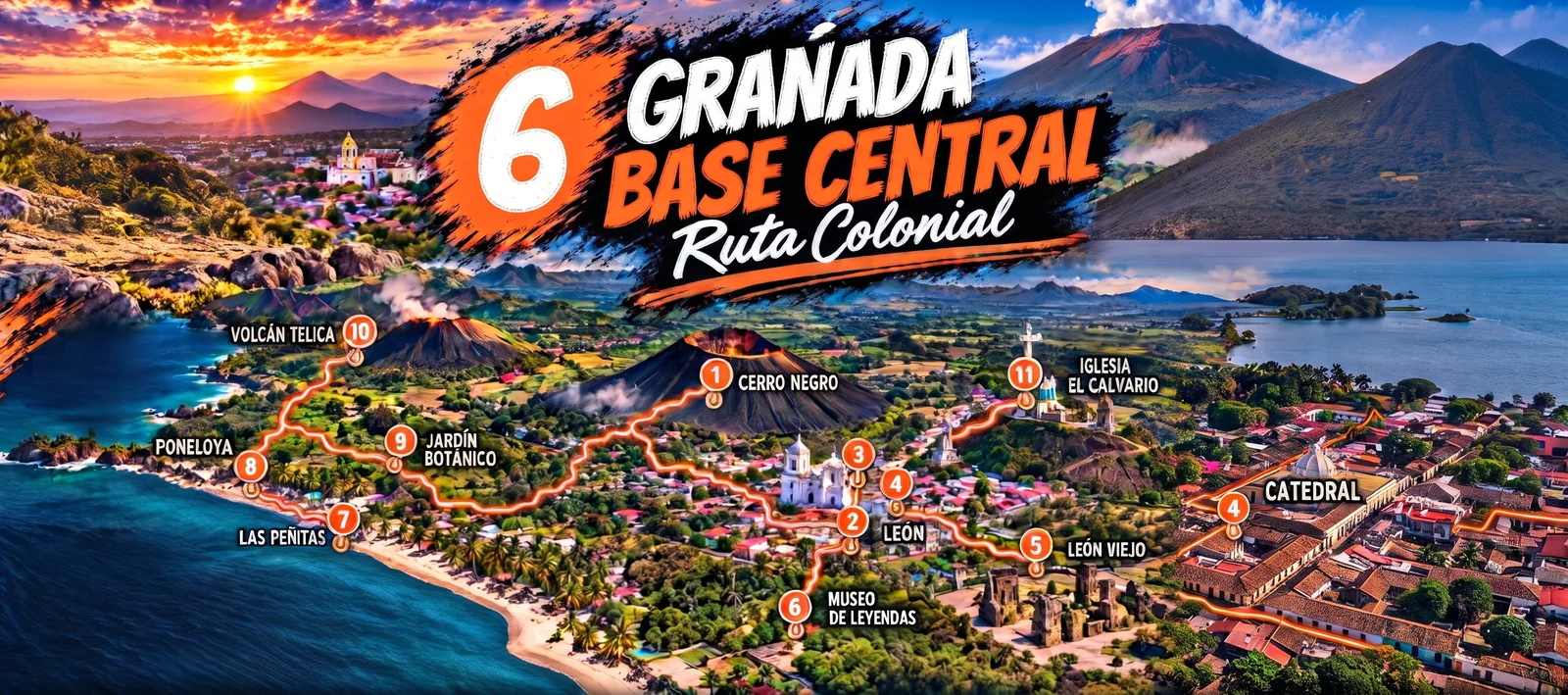 Mapa de la ruta León – Cerro Negro